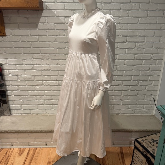 Danielle Bernstein White Boho Prairie Dress Sleeve Maxi Cottagecore Romantic - Picture 13 of 15